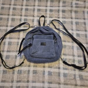 Blue Corduroy Mini Backpack